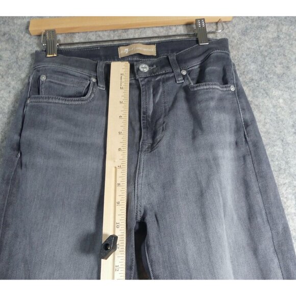 7 For All Mankind 26 Jeans High Waist Slim Kick Frayed Hem Gray - Picture 4 of 11